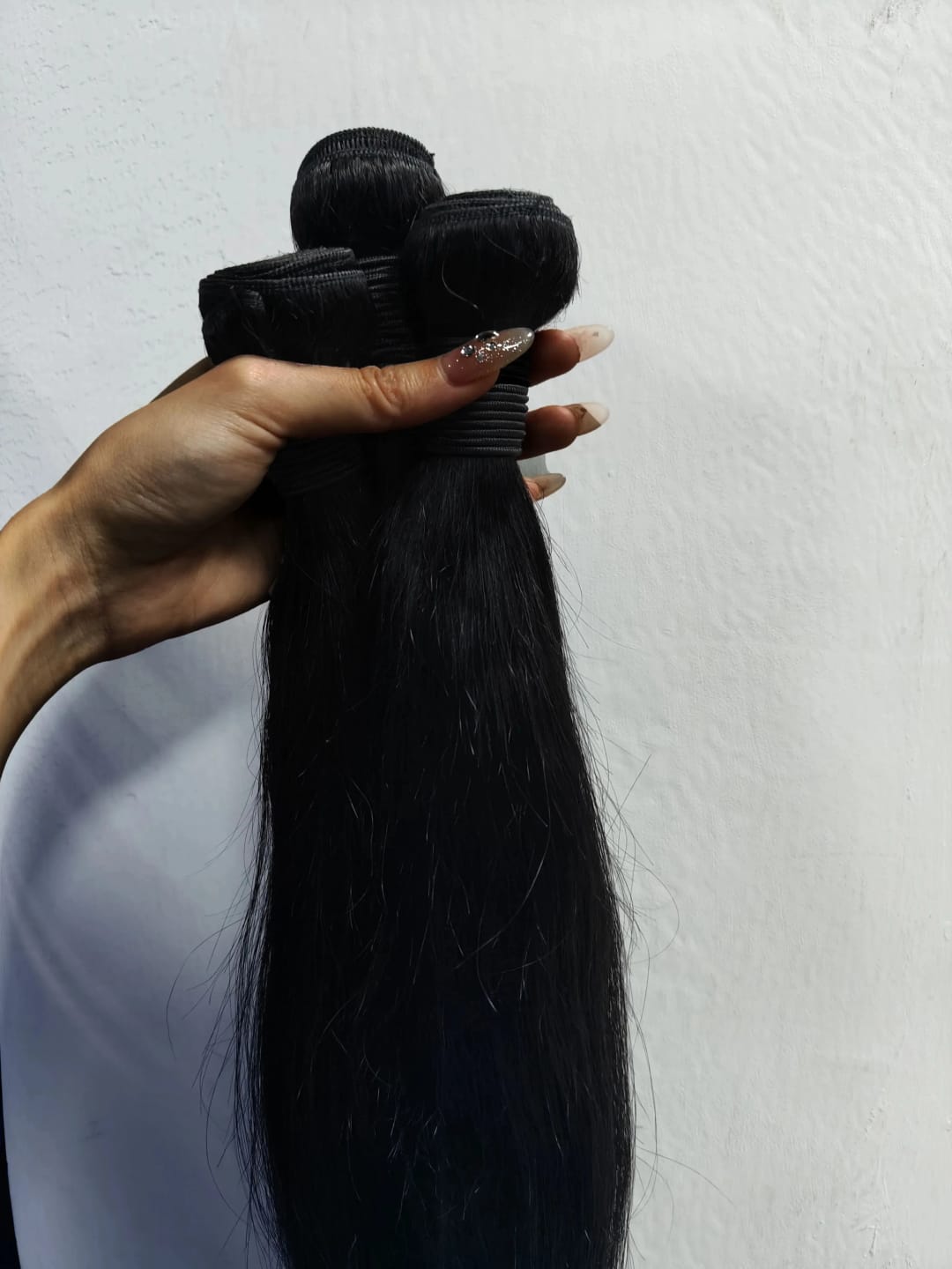 Customer photo review of MORE FACE 10A Straight Remy Hair 3PCS Human Hair Bundles Extensions Natural Color