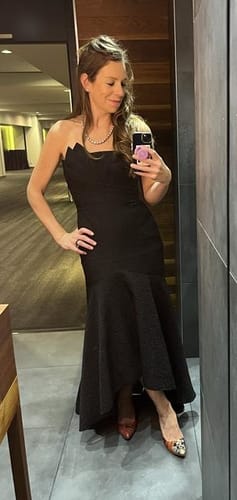 Customer photo review of Joelle Gown by Theia Couture - RENTAL