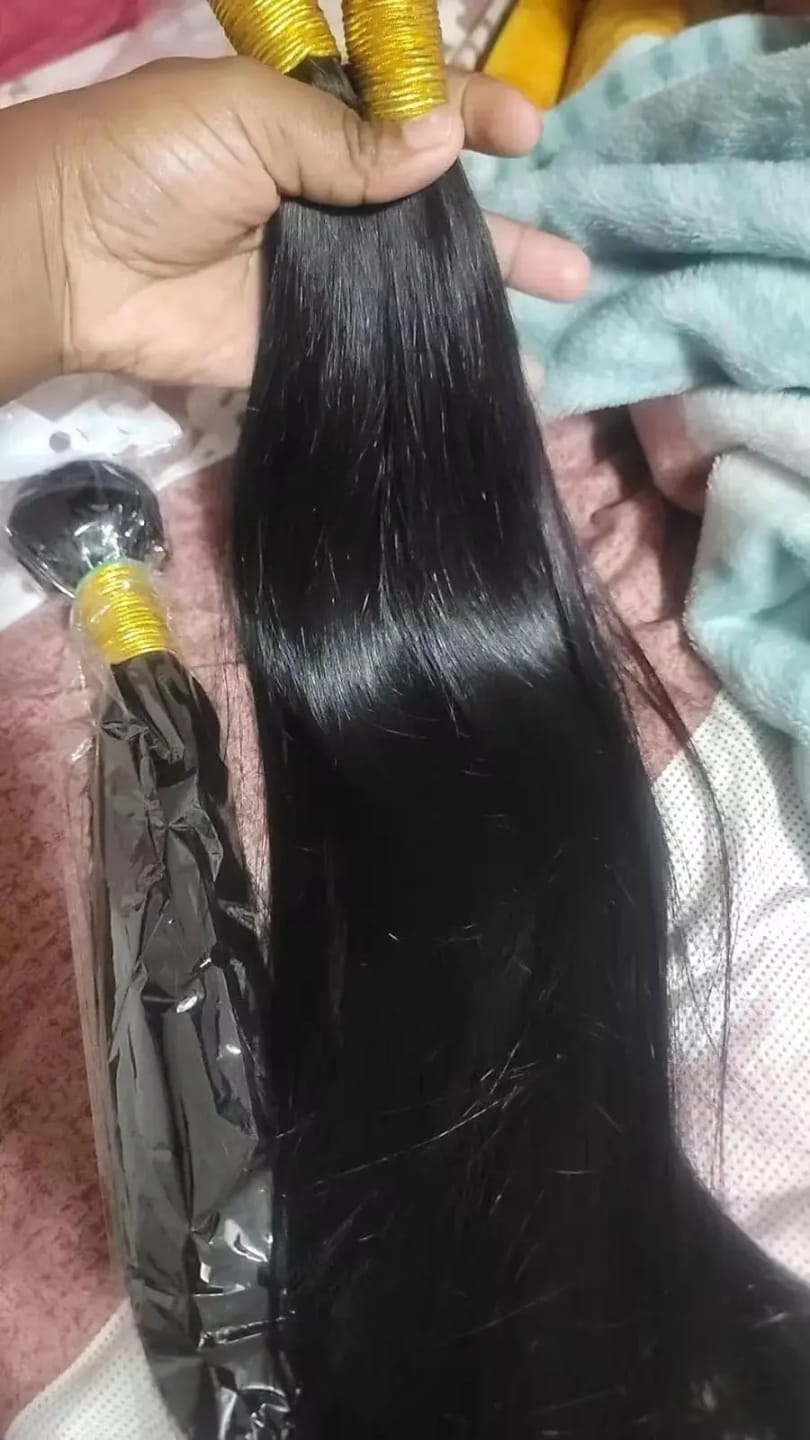 Customer photo review of MORE FACE 10A Straight Remy Hair 3PCS Human Hair Bundles Extensions Natural Color