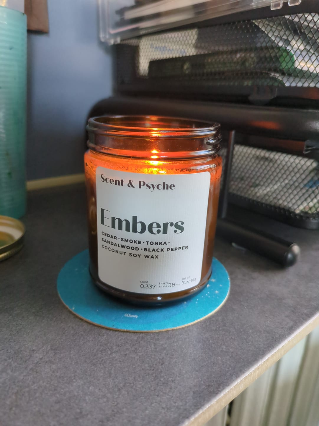 Customer photo review of Embers Scented Candle   - 7oz Amber Jar