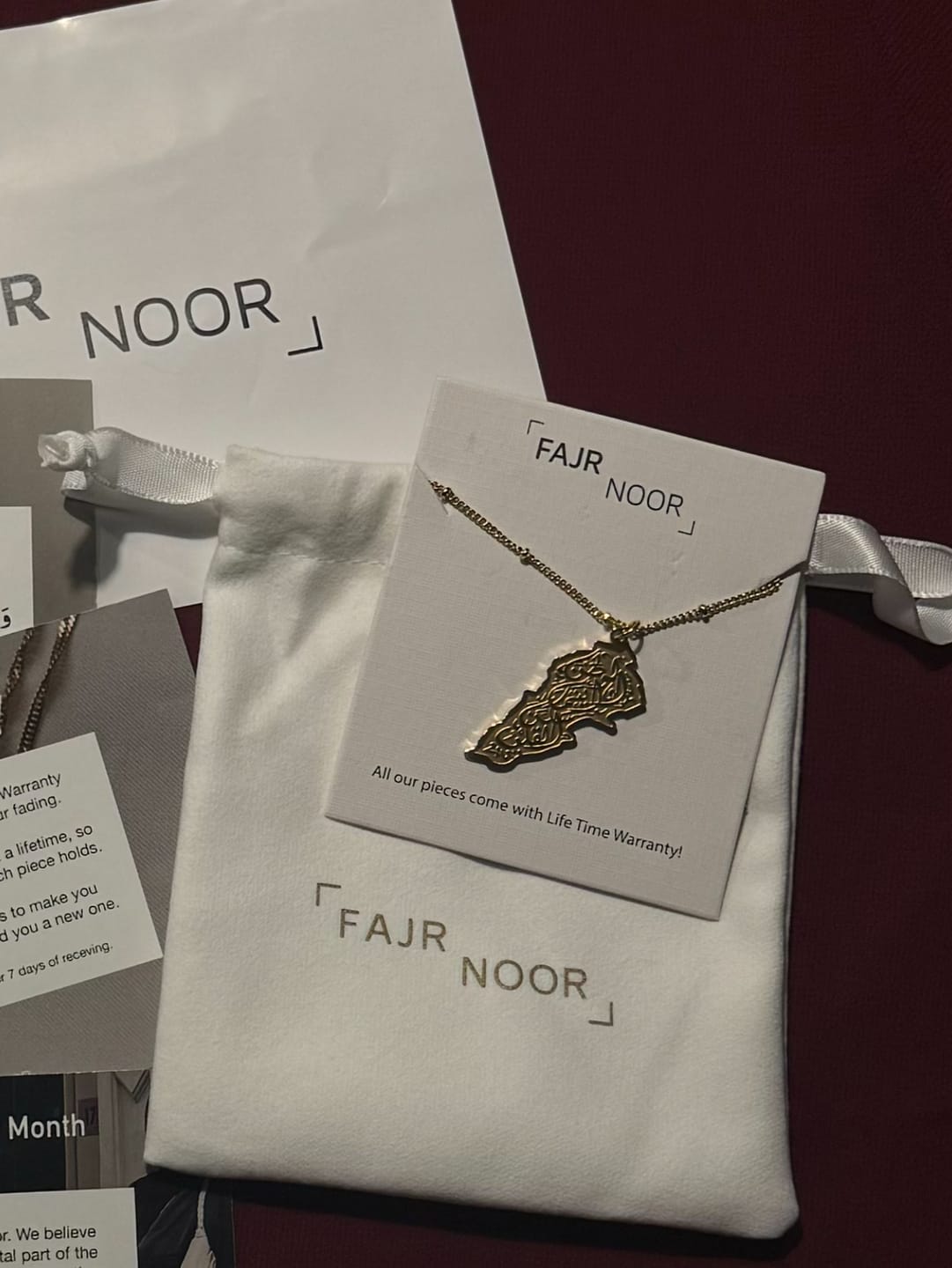 Customer photo review of Lebanon Calligraphy Necklace