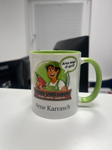 Customer photo review of TassenExpress - Becher Keramik Tasse mit Logo bedruckt 325ml Firmenlogo