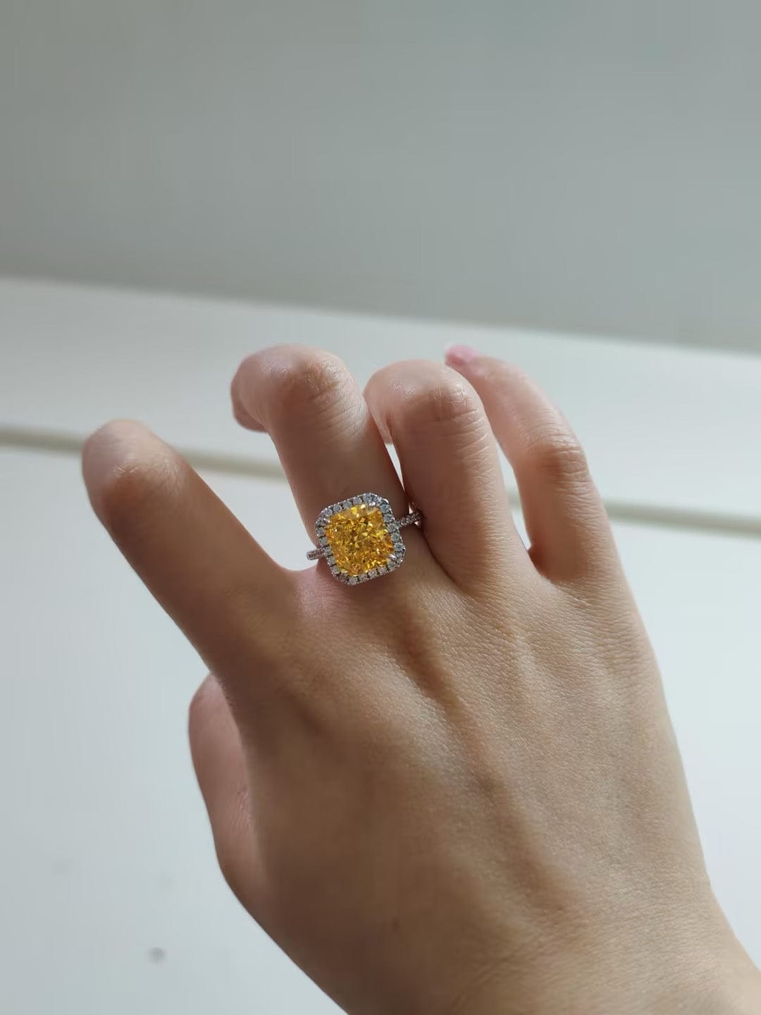 Customer photo review of Louily Luxurious Pear Cut Engagement Ring In Sterling Silver