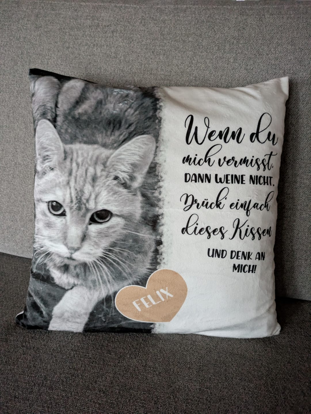 Customer photo review of Wenn du mich vermisst - Individuelles Kissen