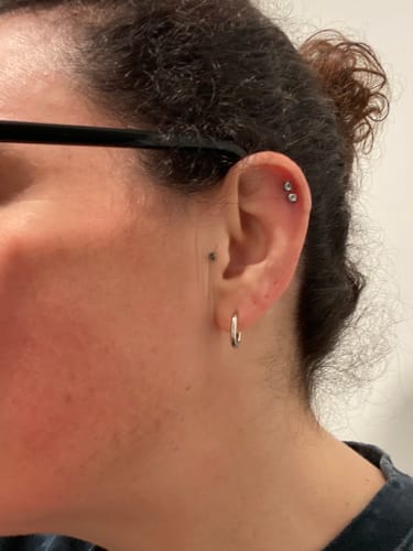 Customer photo review of My Huggies Hoop Earrings