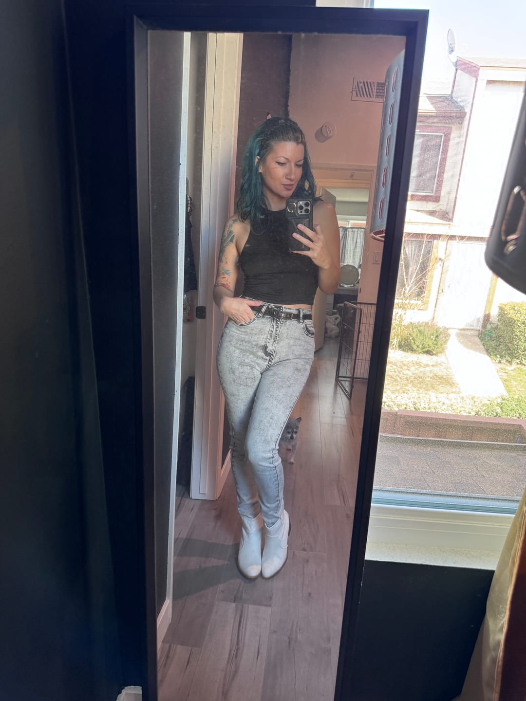 Customer photo review of Golden High-Rise Skinny Jean