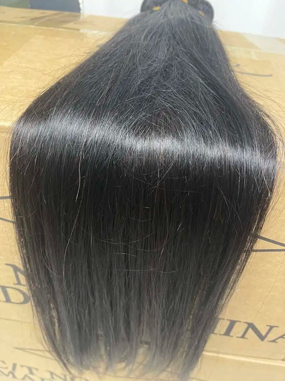 Customer photo review of MORE FACE 10A Straight Remy Hair 3PCS Human Hair Bundles Extensions Natural Color