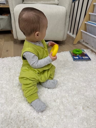 Customer photo review of Footed Sleep Sack - AVOCADO