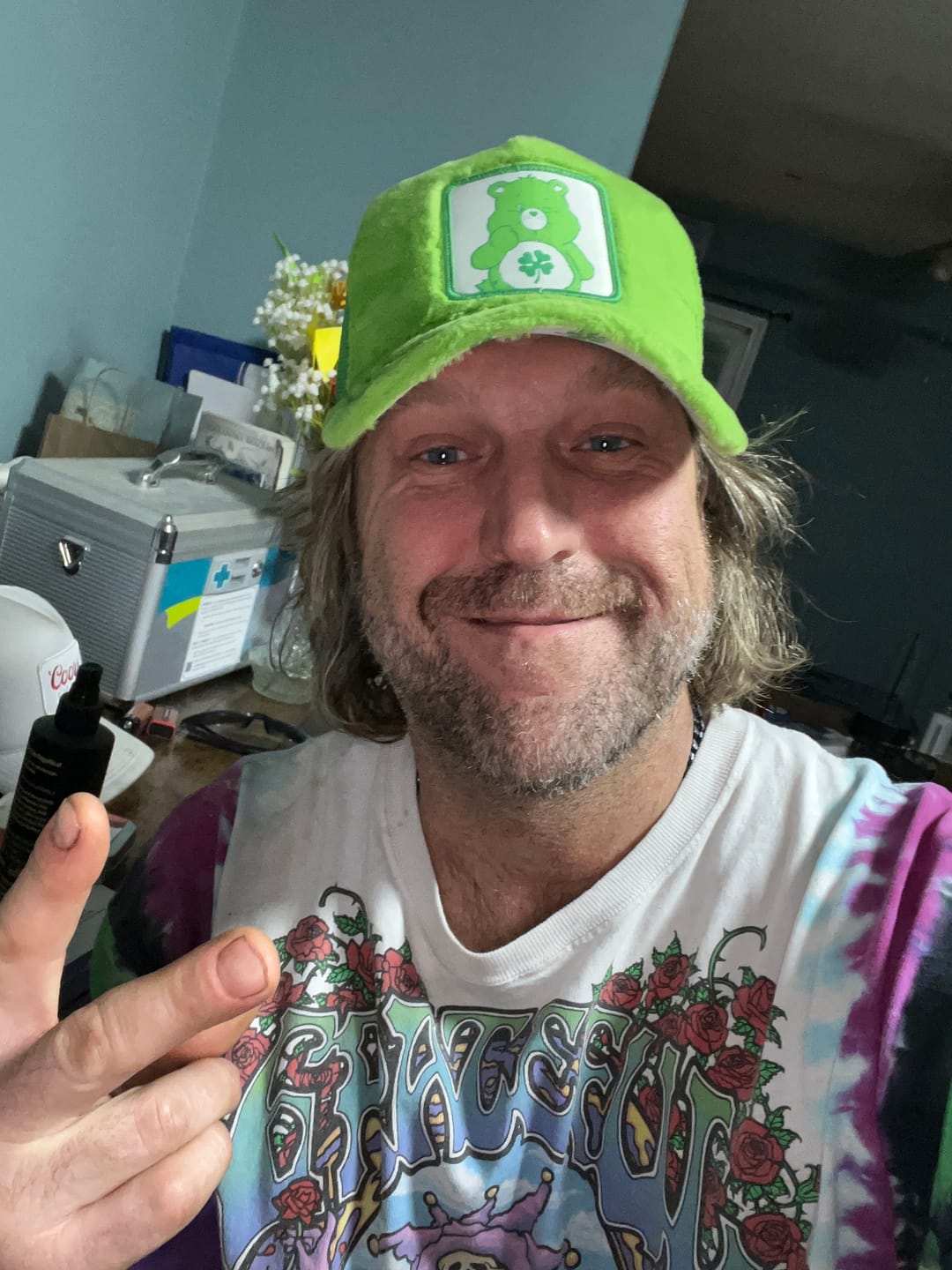 Customer photo review of OVERLORD X Care Bears:  Good Luck Bear Trucker Cap