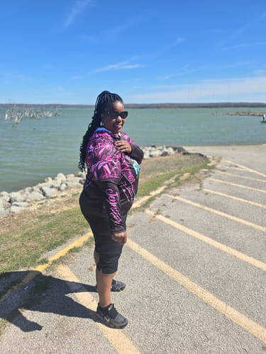 Customer photo review of You say girls can't fish, i say watch me pink girl camo UV protection long sleeves fishing shirt NPQ61