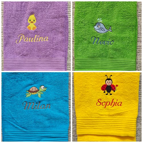 Customer photo review of Personalisiertes Kinder Handtuch mit Namen und Motiv bestickt