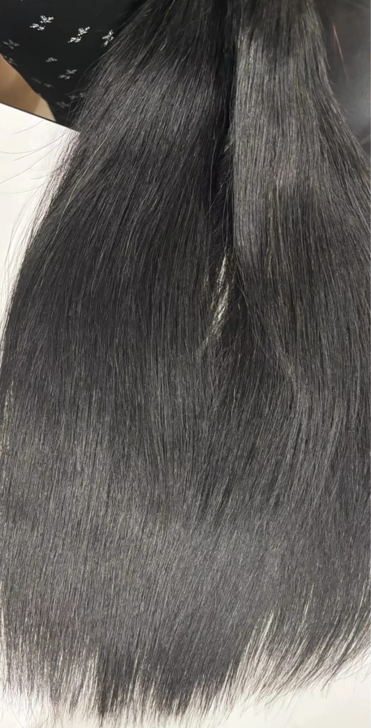 Customer photo review of MORE FACE 10A Straight Remy Hair 3PCS Human Hair Bundles Extensions Natural Color