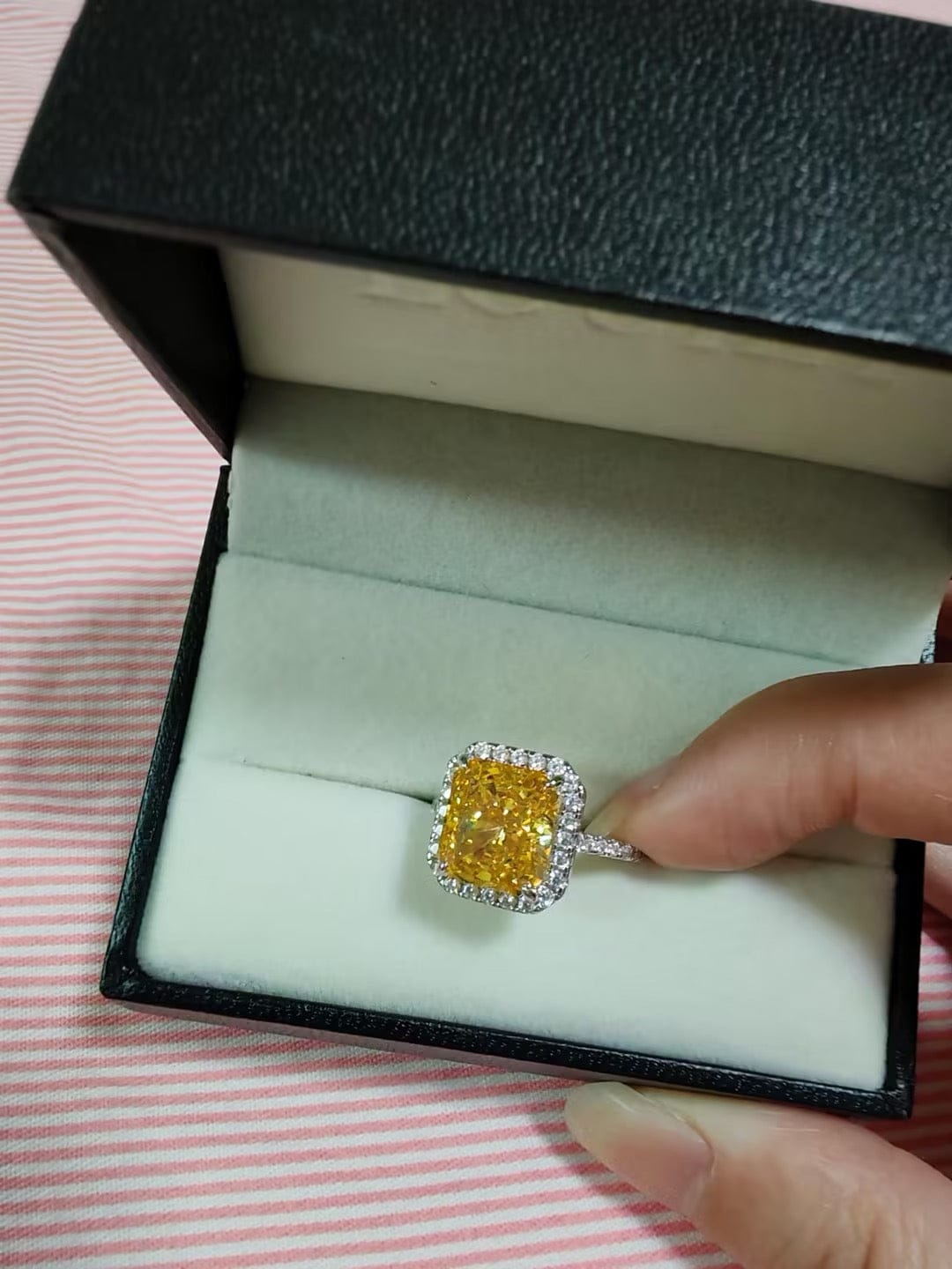 Customer photo review of Louily Luxurious Pear Cut Engagement Ring In Sterling Silver