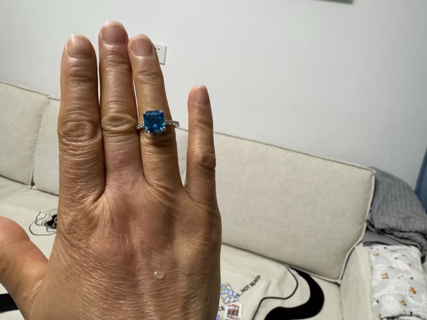 Customer photo review of S925 Honorable 4.5Ct Asscher Cut Engagement Ring Stackable Travel Ring For Women