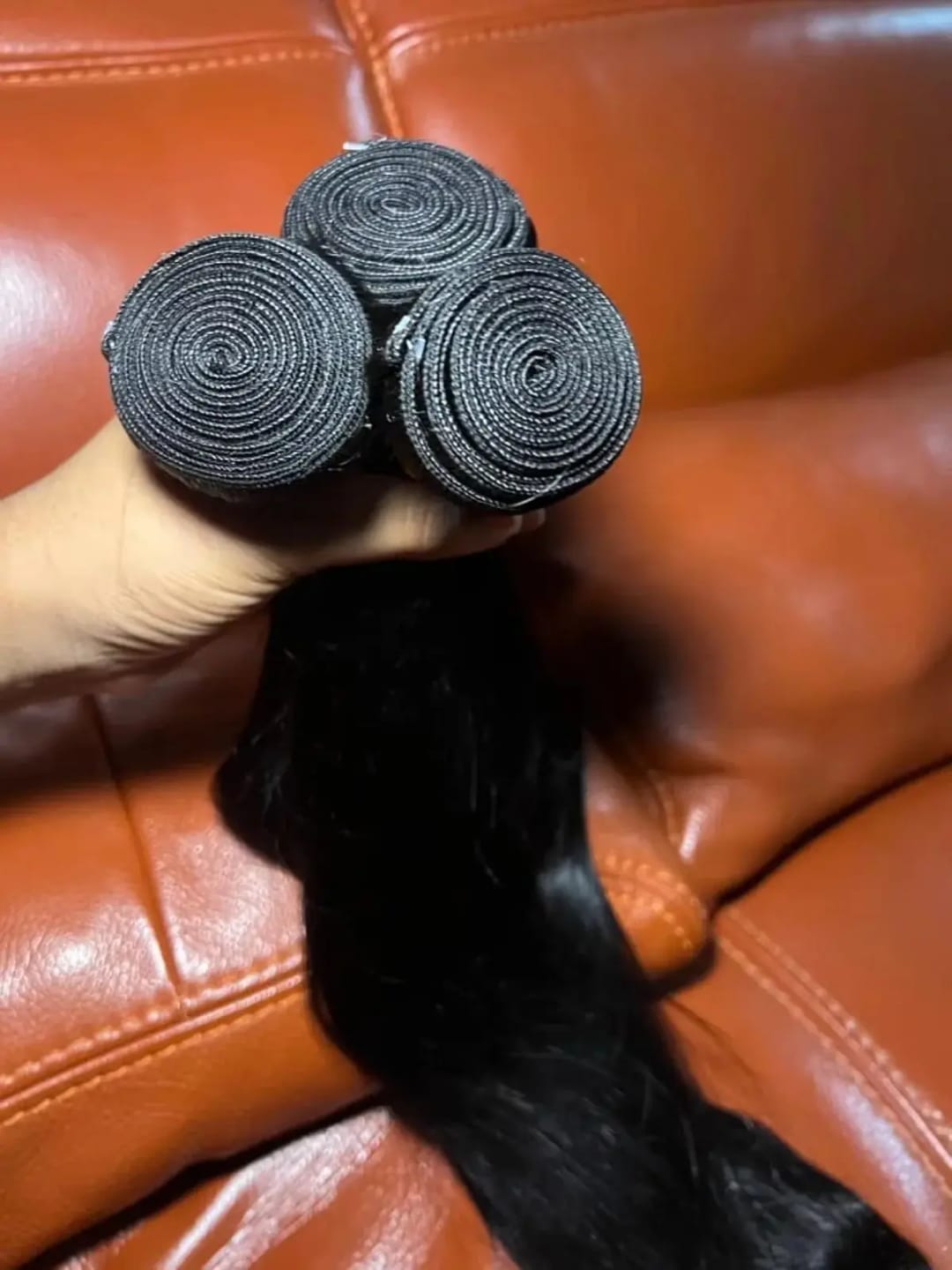 Customer photo review of MORE FACE 10A Straight Remy Hair 3PCS Human Hair Bundles Extensions Natural Color