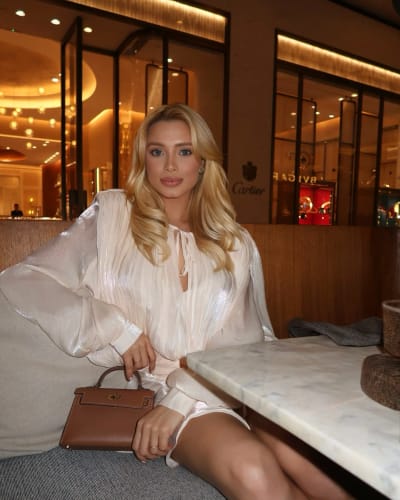 Customer photo review of Isla Pleated Chiffon Mini Dress