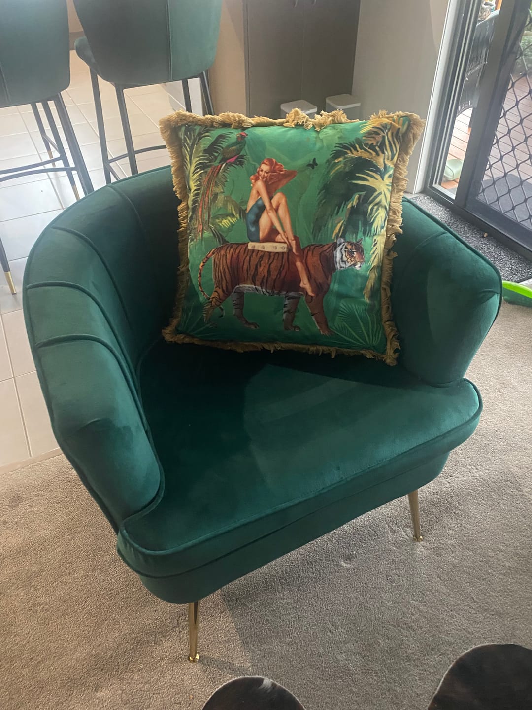 Customer photo review of Jungle Walk Cushion Green