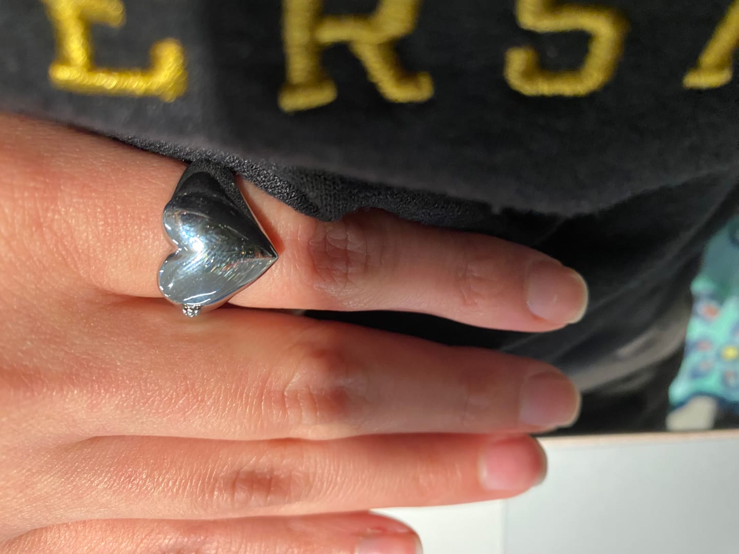 Customer photo review of LOCKET HEART RING (ENGRAVABLE)