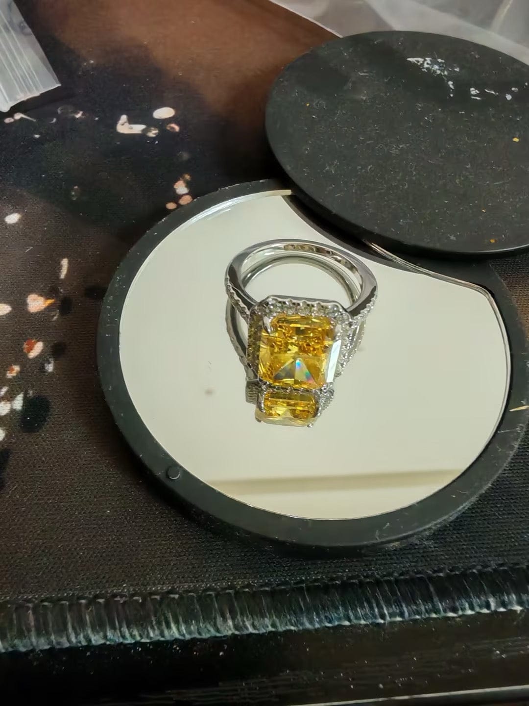 Customer photo review of Louily Luxurious Pear Cut Engagement Ring In Sterling Silver