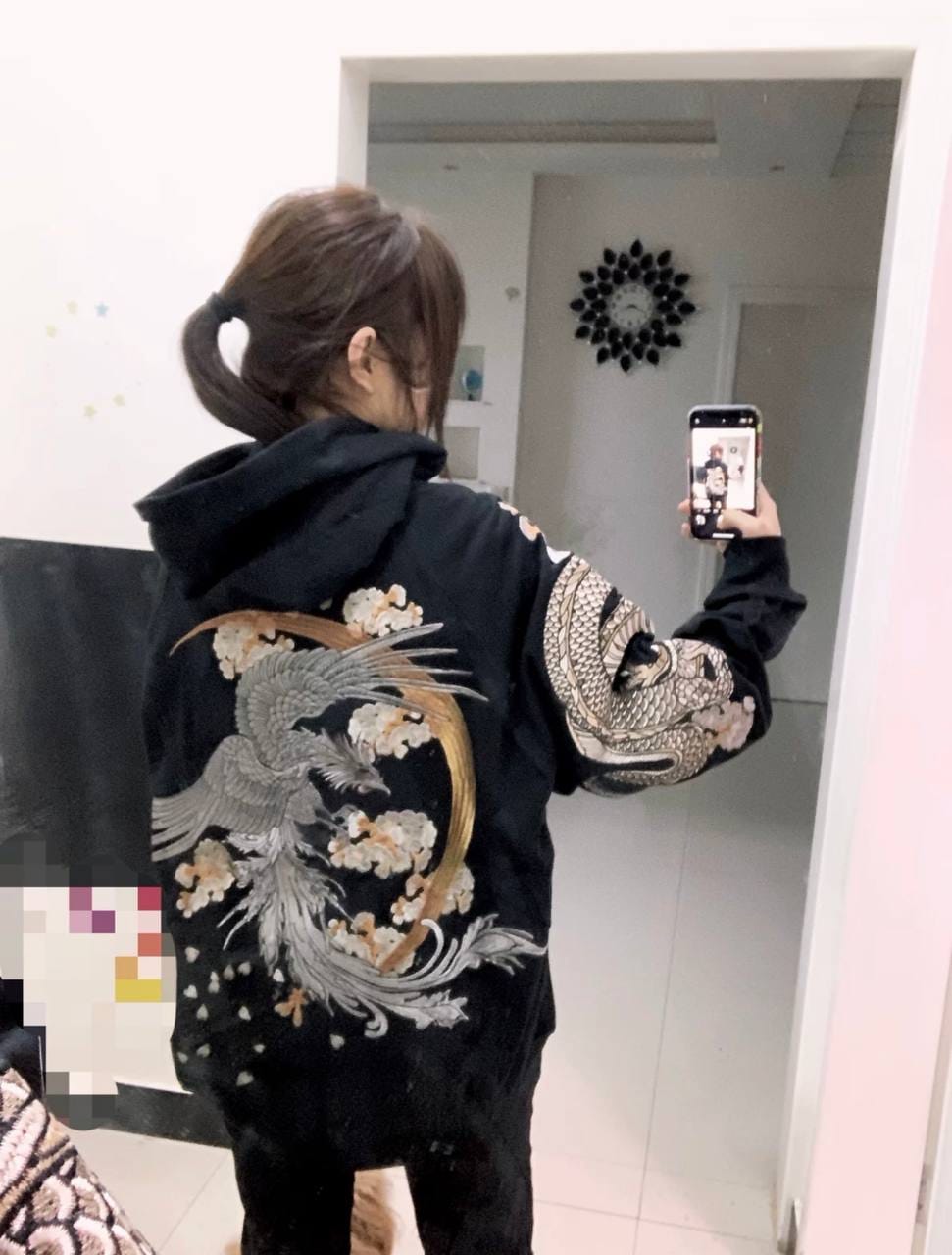Customer photo review of Harmony Phoenix Embroidered Hoodie