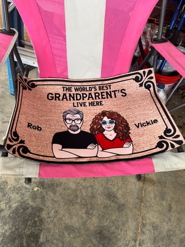 Customer photo review of The World's Best Grandparents Grandma Grandpa Live Here Gift - Personalized Doormat