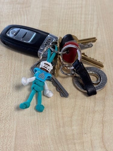 Customer photo review of Miami Dolphins Paracord Buddy Keychain