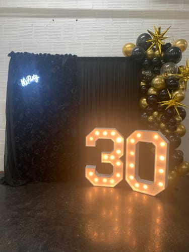 Customer photo review of Black Rose Feather Flower Wall Backdrop for Birthday Party Decorations