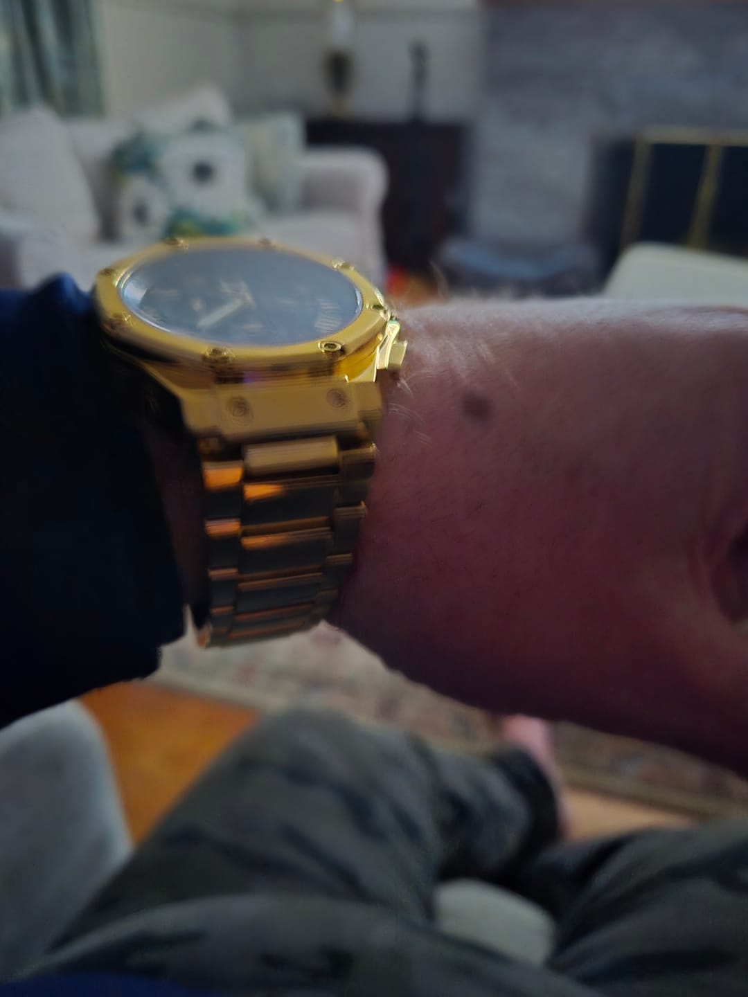Customer photo review of AM1001SS - AMBASSADOR POLISHED 18K GOLD / BLACK / SS BAND