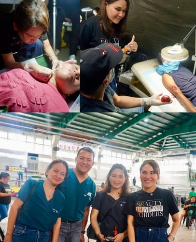 Customer photo review of 5-Pocket MoveTech® Scrub Top - Women / Pacific Tide