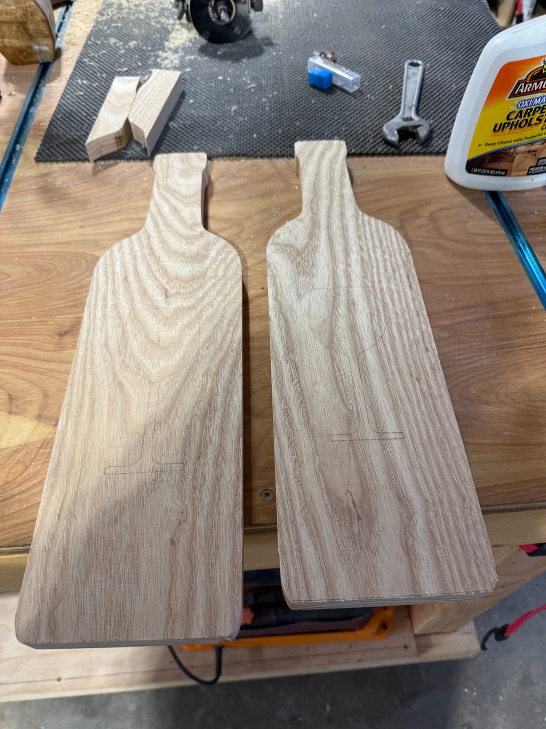 Customer photo review of 18x5" Wine Bottle Serving Board Acrylic Router Template