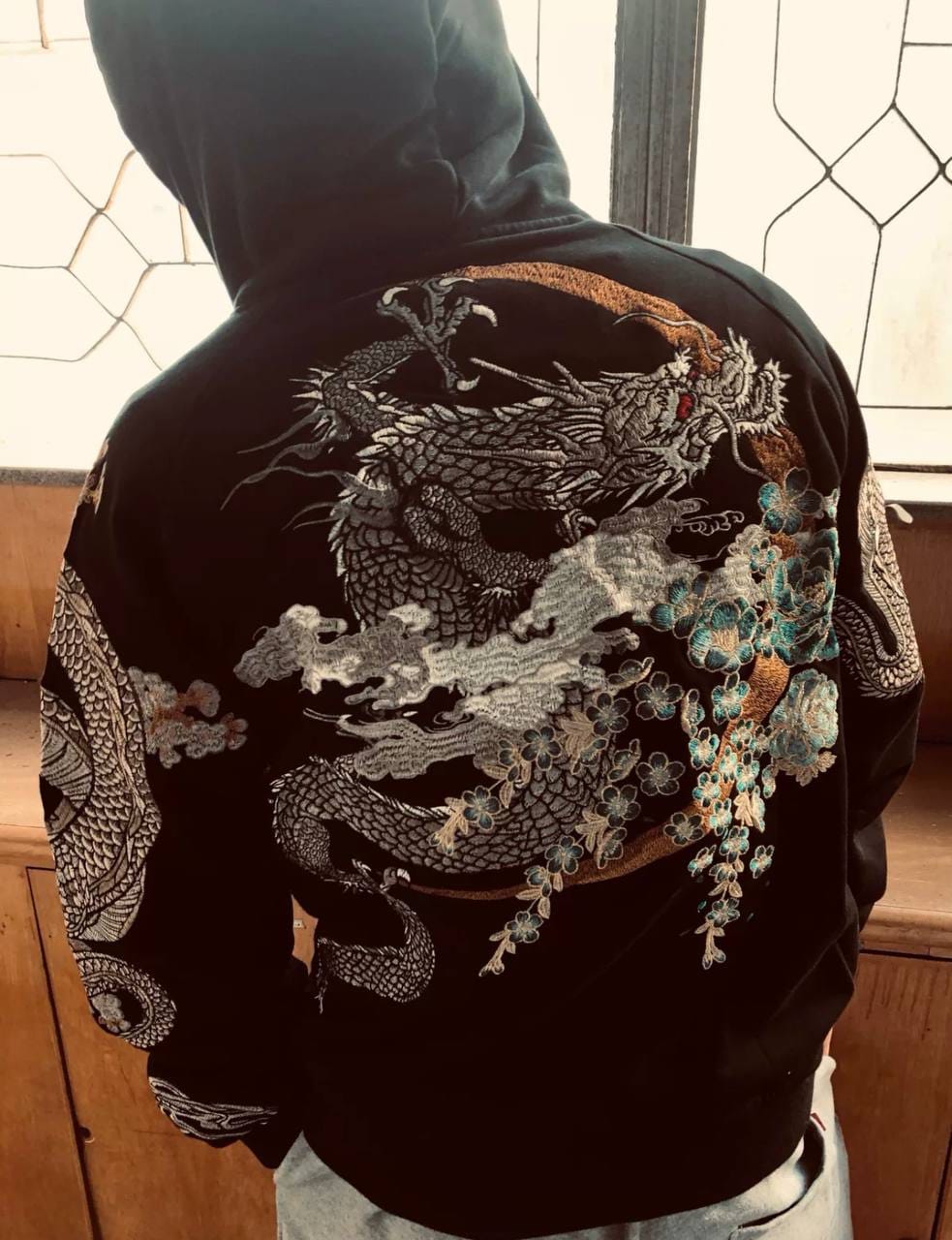 Customer photo review of Ryujin Sakura Dragon Sukajan Hoodie