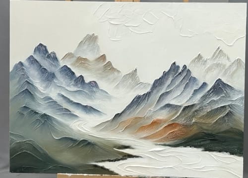 Customer photo review of Colorful  Mountain Textured Abstract Painting #MT004