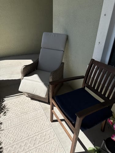 Customer photo review of Homrest Outdoor Recliner Chair, Rattan Lounge Chair with Removable Cushion, Beige