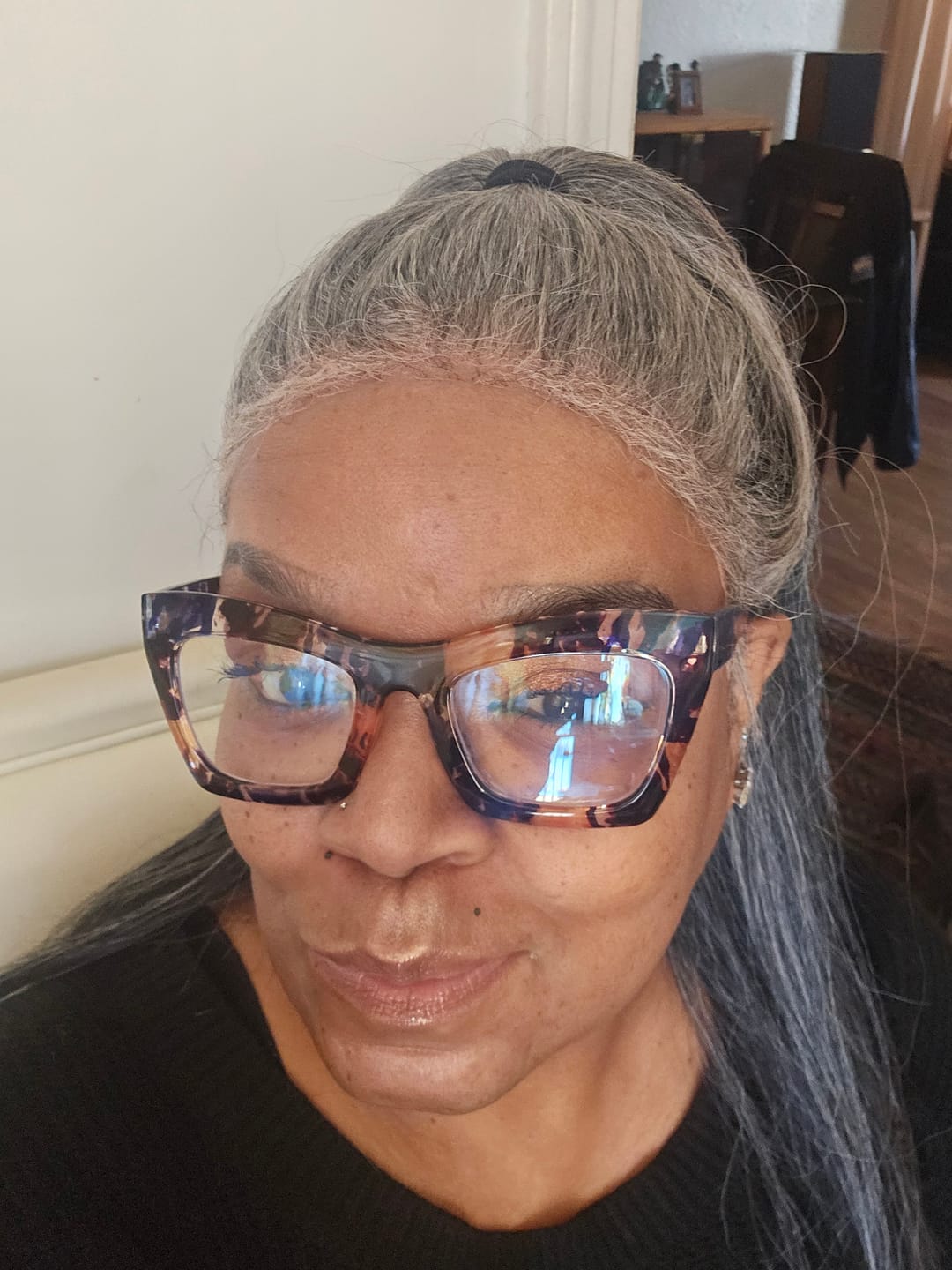 Customer photo review of Sensationnel Curls Kinks Glueless HD 13x6 Lace Front Wig - 13x6 KINKY LAYERED BLOW OUT 14" - Kinky Edges