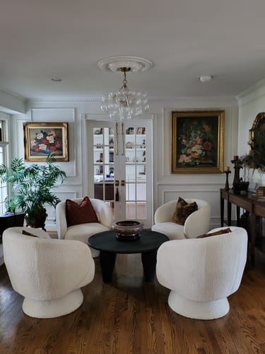 Customer photo review of Brass Cluster Ribbed Glass Globe Bubble Chandelier