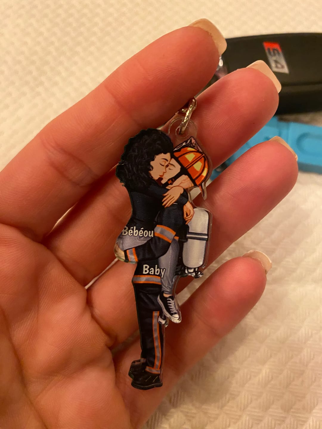 Customer photo review of Personalized Keychain, Couple Portrait, Firefighter, Nurse, Police Officer, Teacher, Gifts by Occupation