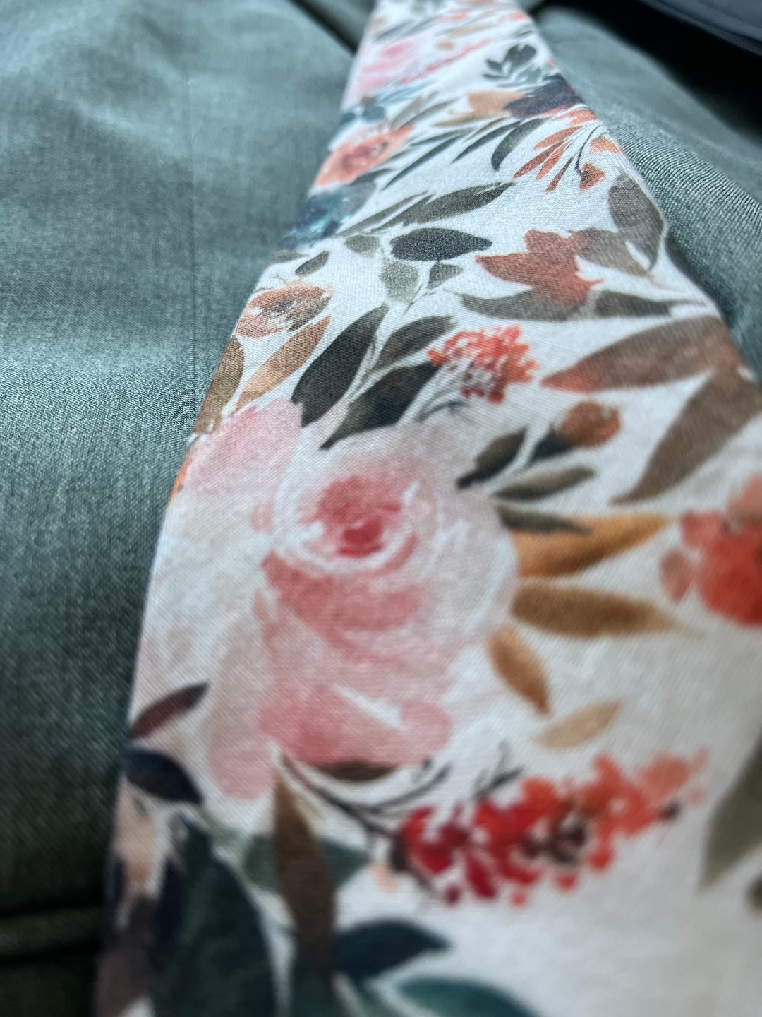 Customer photo review of Floral Ivory Terracotta Necktie