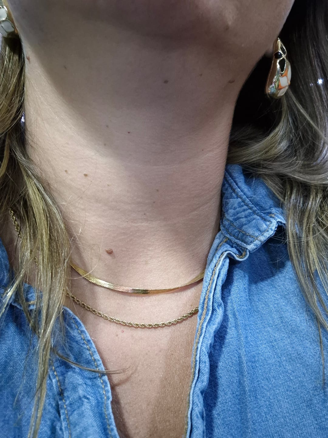 Customer photo review of Mix Colar Melina Banhado em Ouro 18k