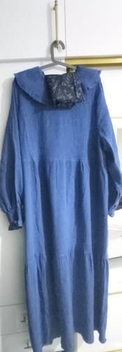 Customer photo review of Fırfırlı Bebe Yaka Müslin İndigo Elbise