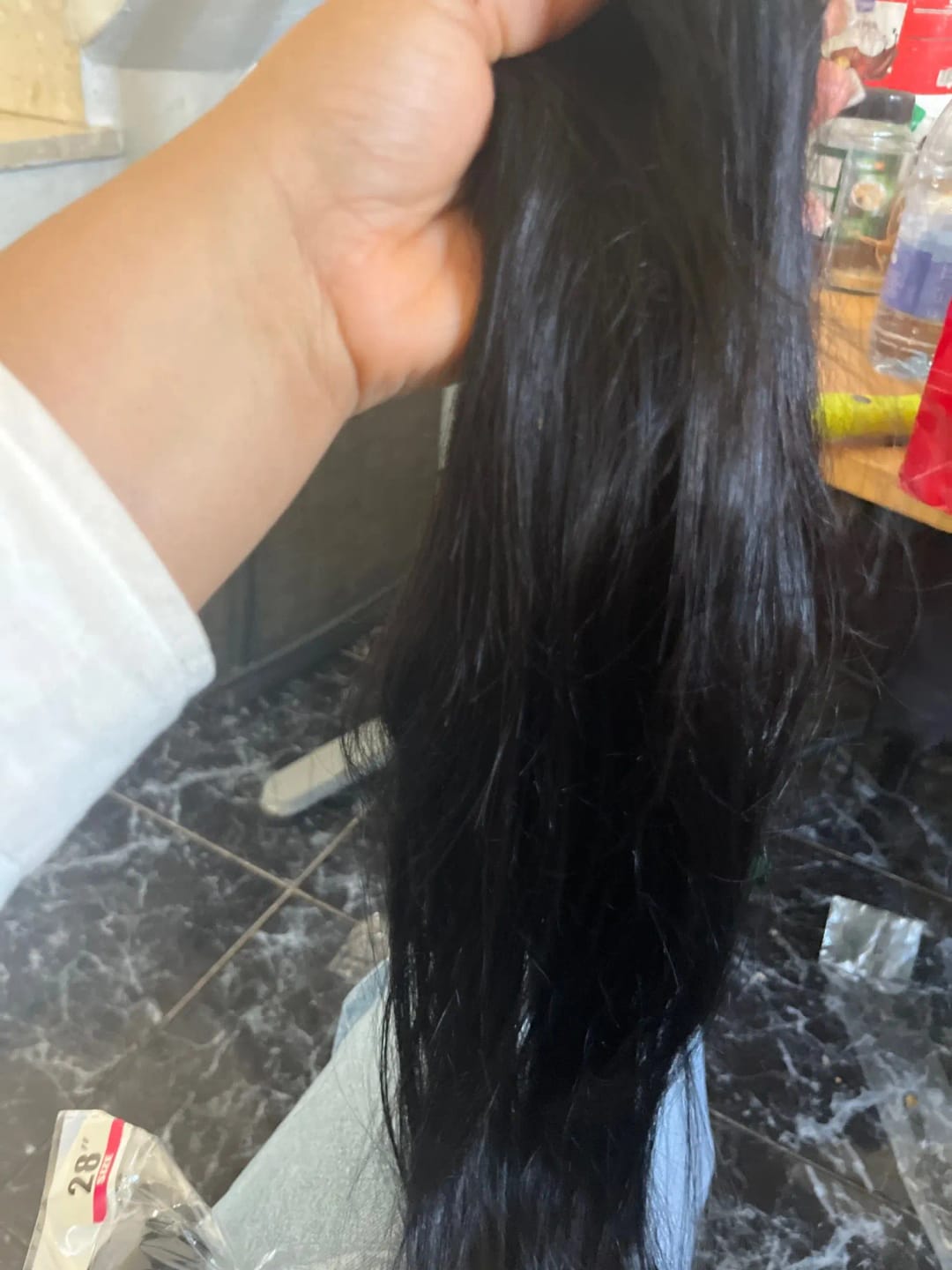 Customer photo review of MORE FACE 10A Straight Remy Hair 3PCS Human Hair Bundles Extensions Natural Color