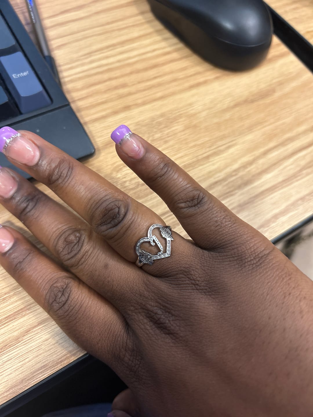 Customer photo review of Heart Initial Ring
