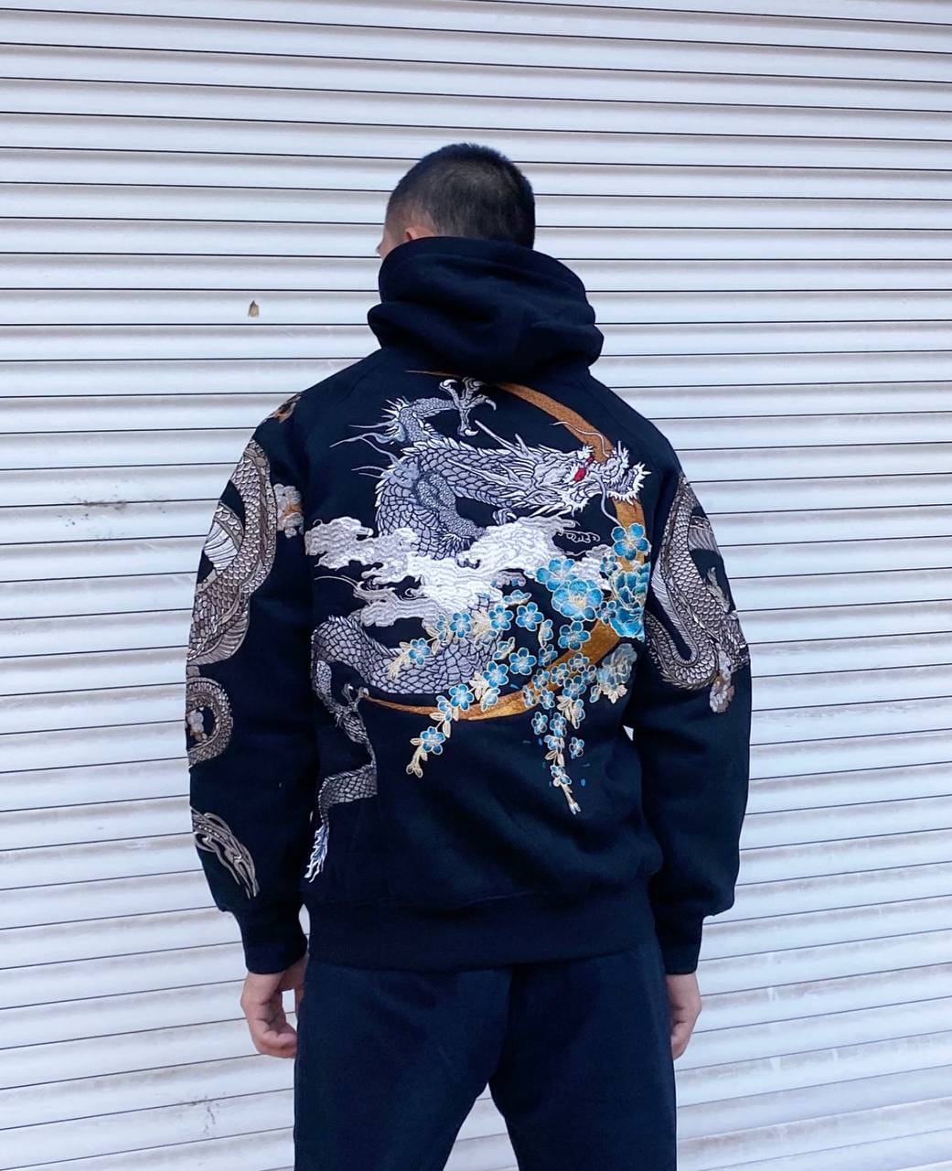 Customer photo review of Ryujin Sakura Dragon Sukajan Hoodie
