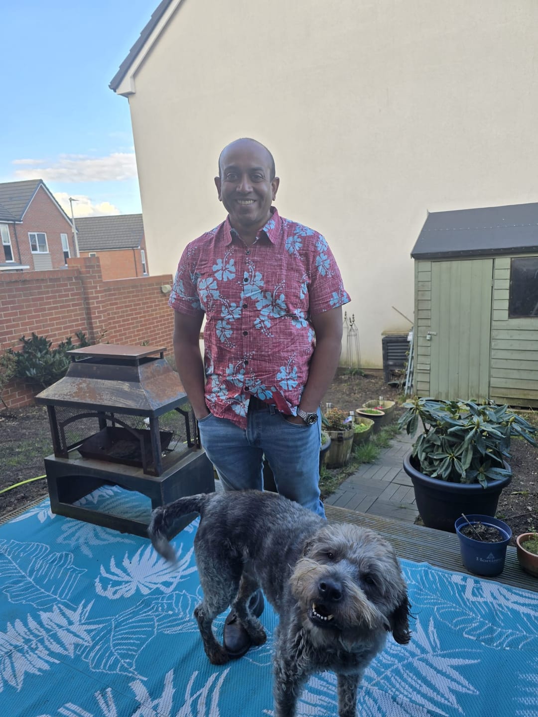 Customer photo review of Men's Red Floral Vintage Short Sleeve Button Up Beach Tropical Hawaiian Shirt