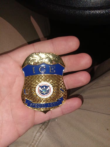 Customer photo review of US ICE Special Agent Badge Solid Copper Replica Movie Props
