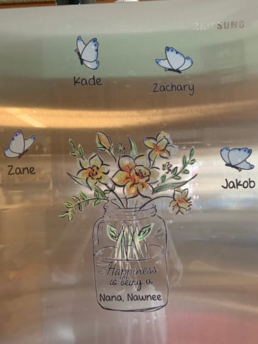 Customer photo review of Happiness Is Being A Grandma Mom Vase of Flower Personalized Decal/Sticker