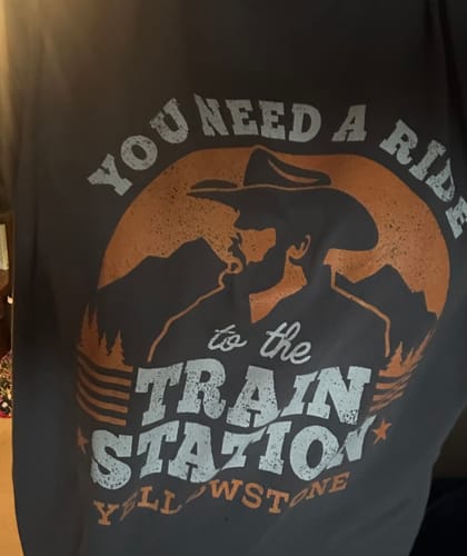 Customer photo review of Yellowstone Train Station T-Shirt –