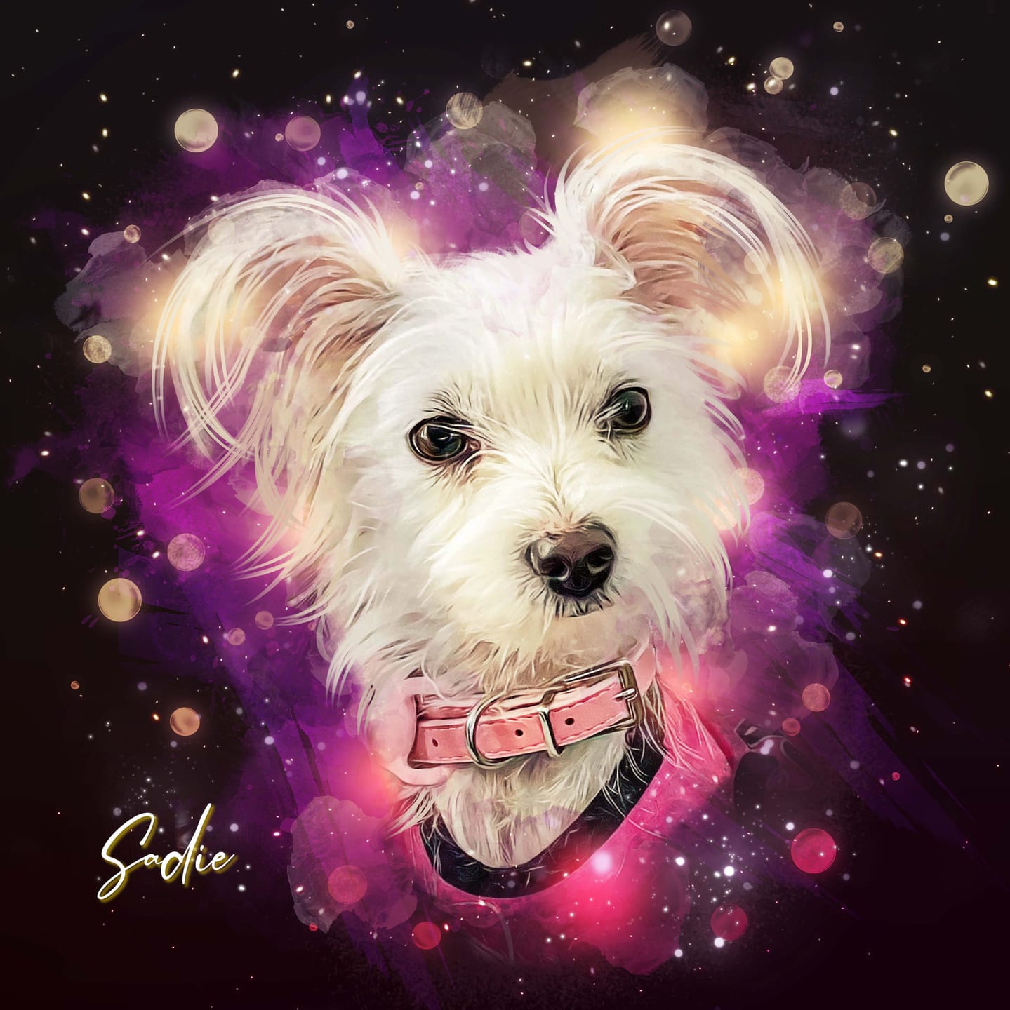 Customer photo review of Custom Neon Watercolor Pet Portrait – Aesthetic Neon Style (AN)