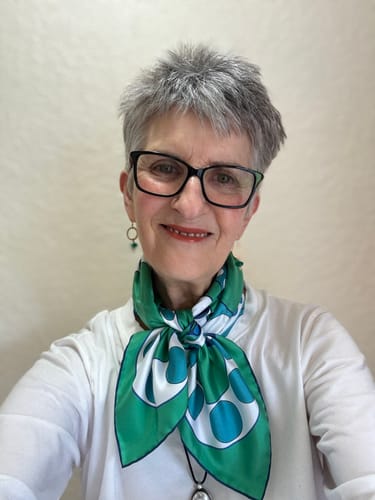Customer photo review of Brand New Circles Silk Scarf