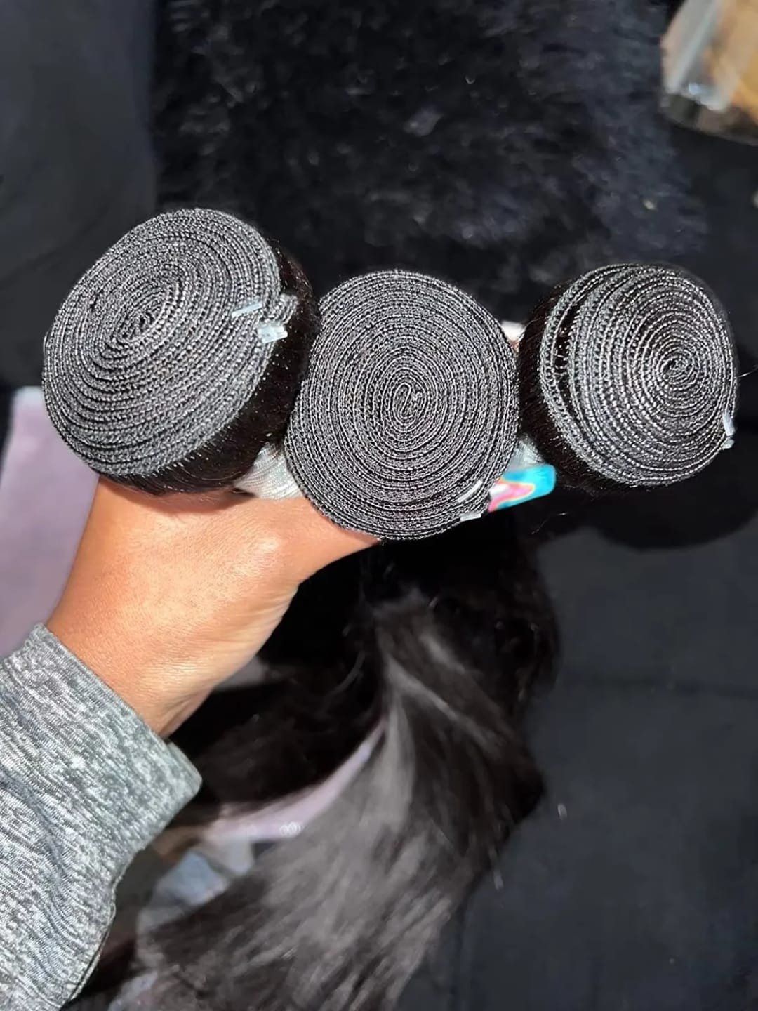 Customer photo review of MORE FACE 10A Straight Remy Hair 3PCS Human Hair Bundles Extensions Natural Color