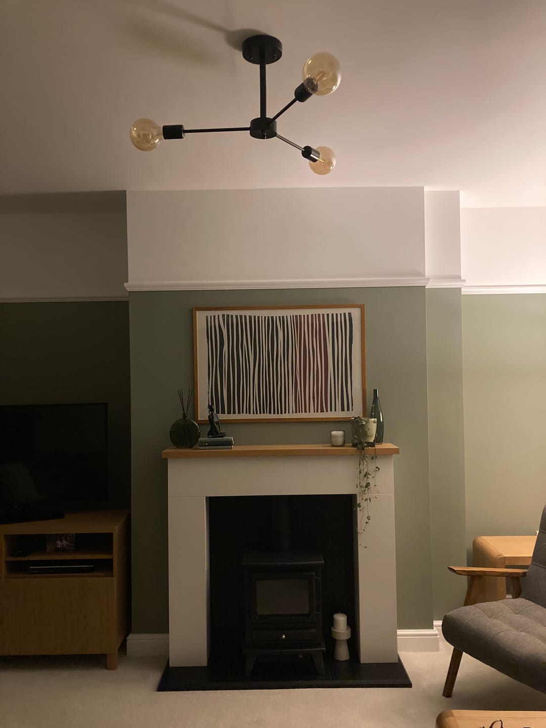 Customer photo review of Mid-Century Sputnik Brass Semi Flush Mount Chandelier